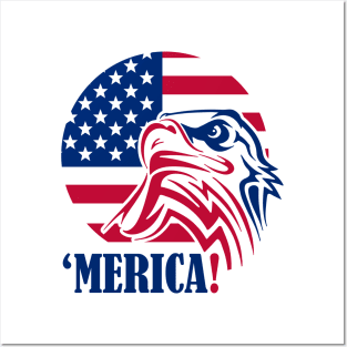 Patriotic eagle merica usa flag 4th of July outfit Posters and Art
